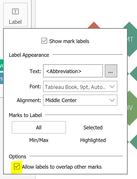Tableau Label Option